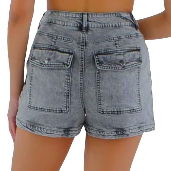 INC Women's Denim High Rise Acid Wash Jean Shorts - Black - Size 4 27 - $70 - Picture 4 of 10